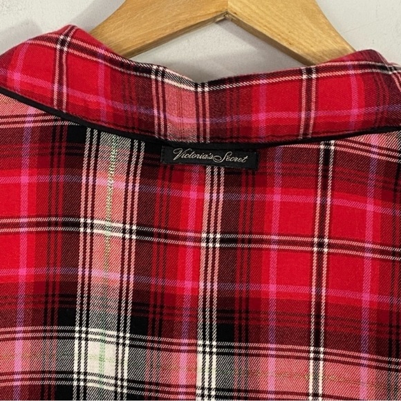 VICTORIA SECRET Flannel Romper Pajama Red Plaid - Picture 8 of 8